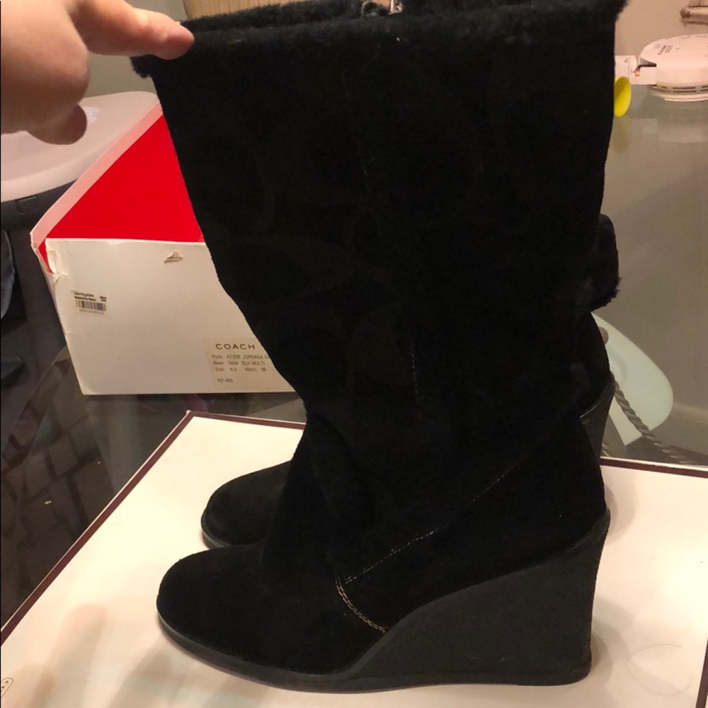 Coach boots with fur trim